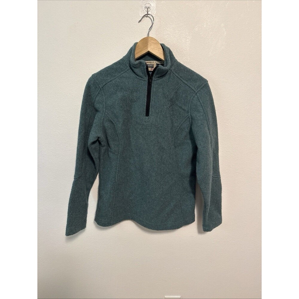 Stormy Kromer Women's Medium 1/4 Zip Wool Blend Pullover Sweater Teal Heather  M